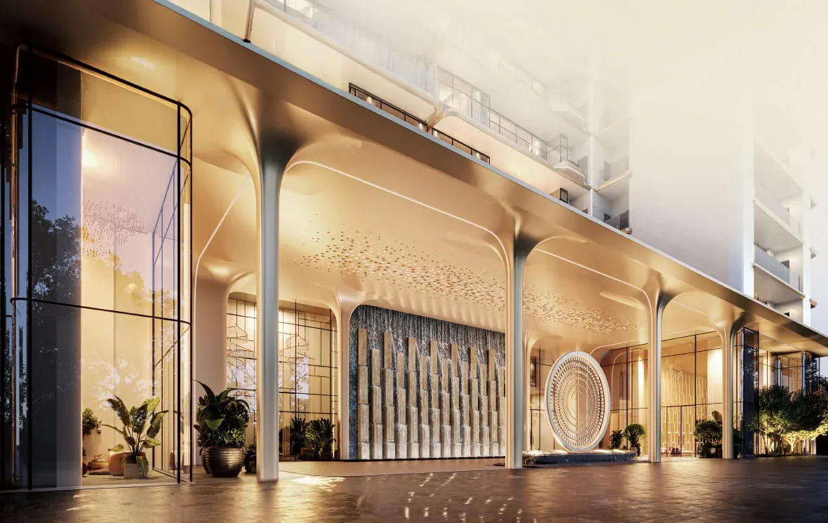 Arrival lobby of a Smartworld residential tower in Gurugram