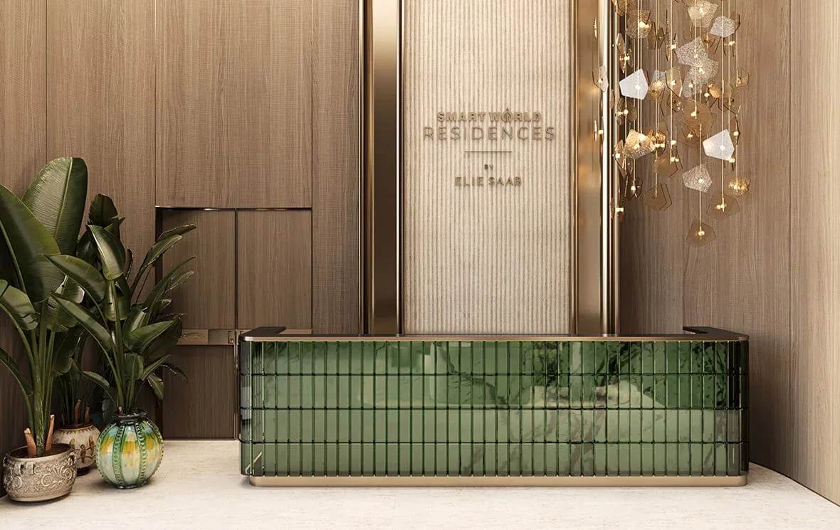 Reception desk in the residents' arrival lobby