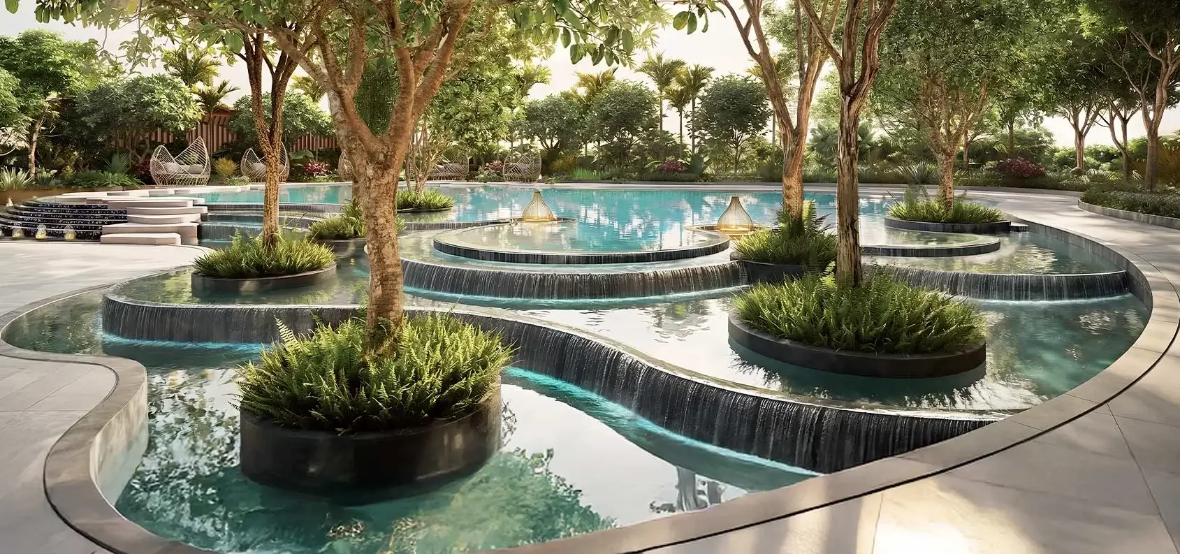 Cascading water garden at Smartworld Residences by ELIE SAAB, Sector 98 Noida