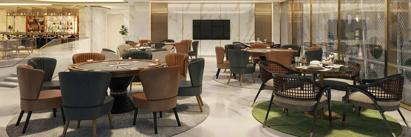 The card room and bar on the club's social floor — Smartworld Orchard, Sector 61 Gurugram