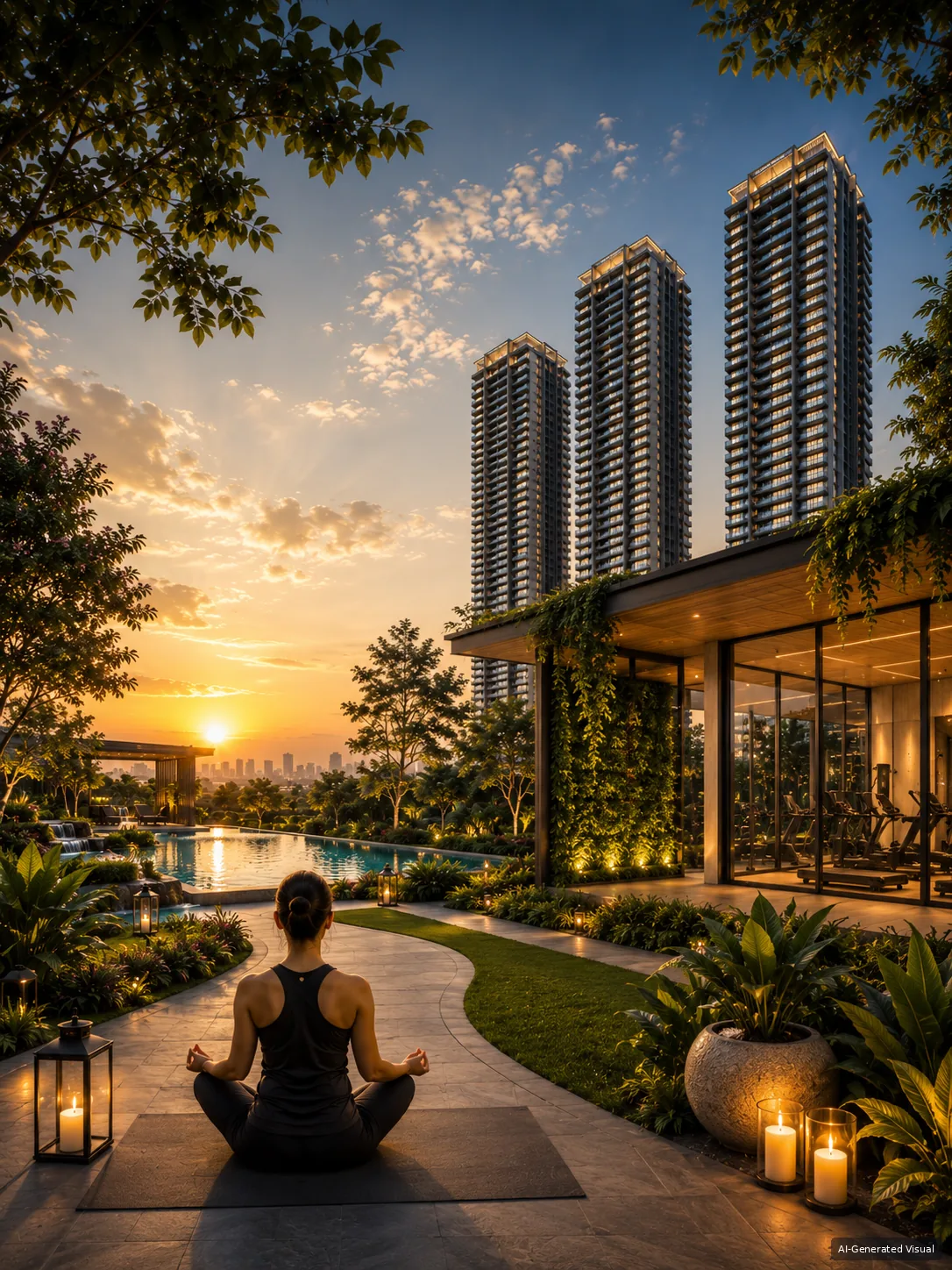 Smartworld 67 landscaped greens — AI-generated visual